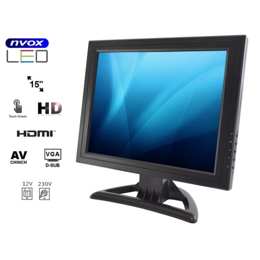 LCD сенсорний монітор 15 дюймів VGA HDMI 12v 230v