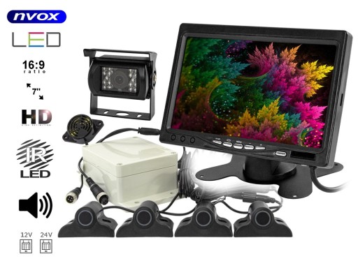 Автомобільний РК-монітор 7 дюймів з підтримкою до 2 камер і датчиків паркування