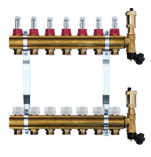 Латунный 7-контактный распределитель для теплого пола