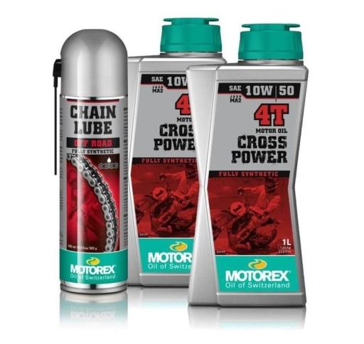 Смазка для цепи Motorex Off Road 500мл + масло Cross Power 10W50 1л 2 шт.