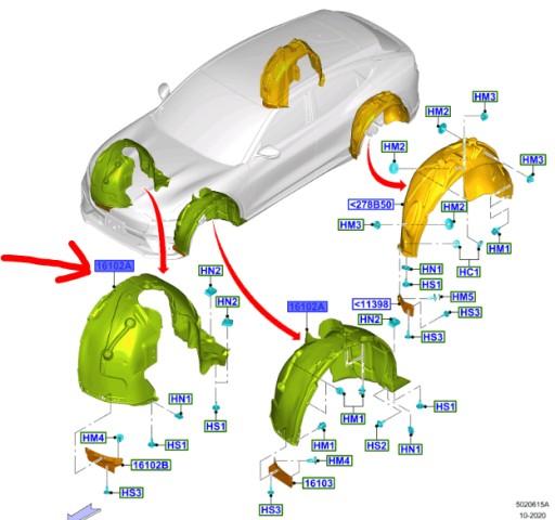 LJ8B-16035-AC - ПЕРЕДНЯ КОЛІСНА АРКА ЛІВА FORD MUSTANG MACH-E 2020-