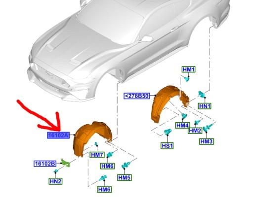 JR3B-16A563-BD - ПЕРЕДНЯ КОЛІСНА АРКА ЛІВА FORD MUSTANG Mk6 2017 - З ЗВУКОМ ЗВУЧАННЯ