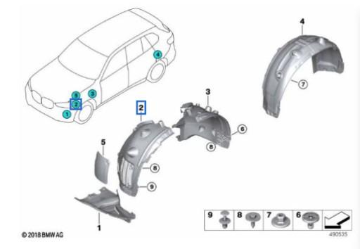 51717424905 - ПЕРЕДНІ КОЛІСНІ АРКИ ПЕРЕДНЯ ЧАСТИНА BMW X5 G05 18- 7424905