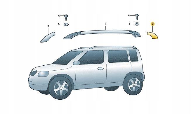 5L0860149GT5 - НАКЛАДКА НА РЕЙКУ КРЫШИ SKODA YETI-ЛЕВЫЙ ЗАДНИЙ