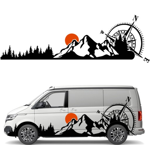 СТІКЕР Графіка для автофургону ГОРИ КОМПАС РОЗА ВІТРІВ ЛІС 90x282