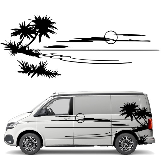 НАЛІЙКА Графіка для автофургону ПАЛЬМИ ПЛЯЖ ОСТРІВ ЗАХІД 90x222