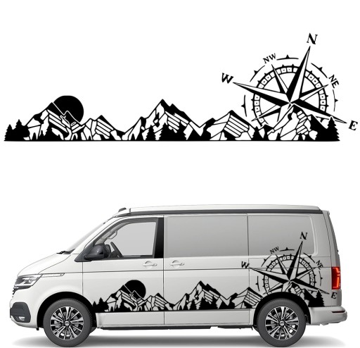 НАКЛЕЙКА Графика для автодома ГОРНЫЙ ХРАНЕНИЕ КОМПАС КОМПАС РОЗА 80х261