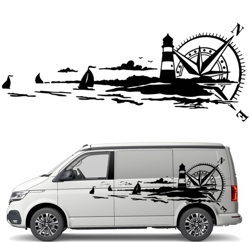 НАКЛЕЙКА Графика для кемпера КОМПАС РОЗА ВЕТРОВ ФОНАРЬ 90x225