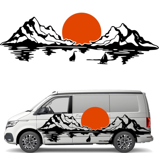 СТІКЕР Графіка для автофургону MOUNTAIN RANGE MOUNTAINS SUN SHIPS 90x275