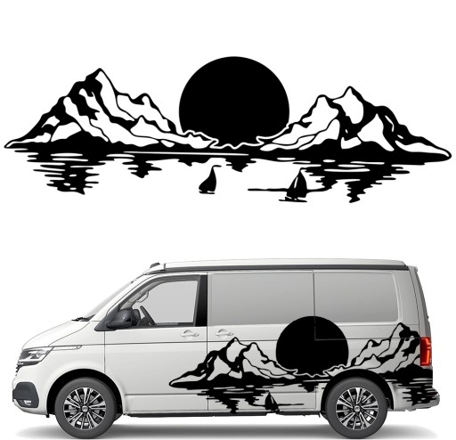СТІКЕР Графіка для кемпера MOUNTAIN RANGE MOUNTAINS SUN SHIPS 90x275