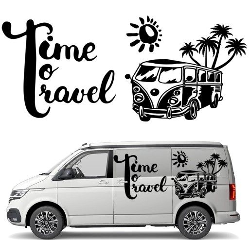 НАКЛЕЙКА Графика для прицепа-домика TIME TO TRAVEL PALMS SUN TRAVEL 90x208
