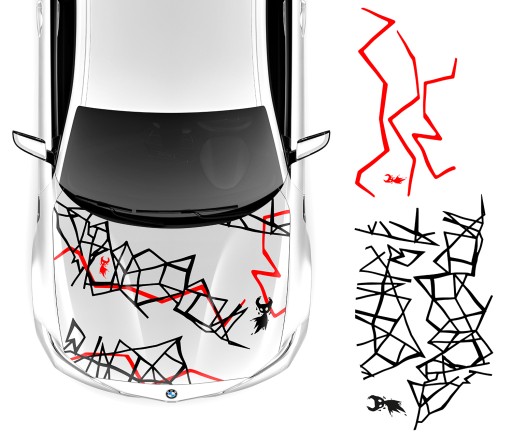 НАКЛЕЙКА Автомобильная графика Капот MESH MOTIVE Lines GHOST Ghost 88x289