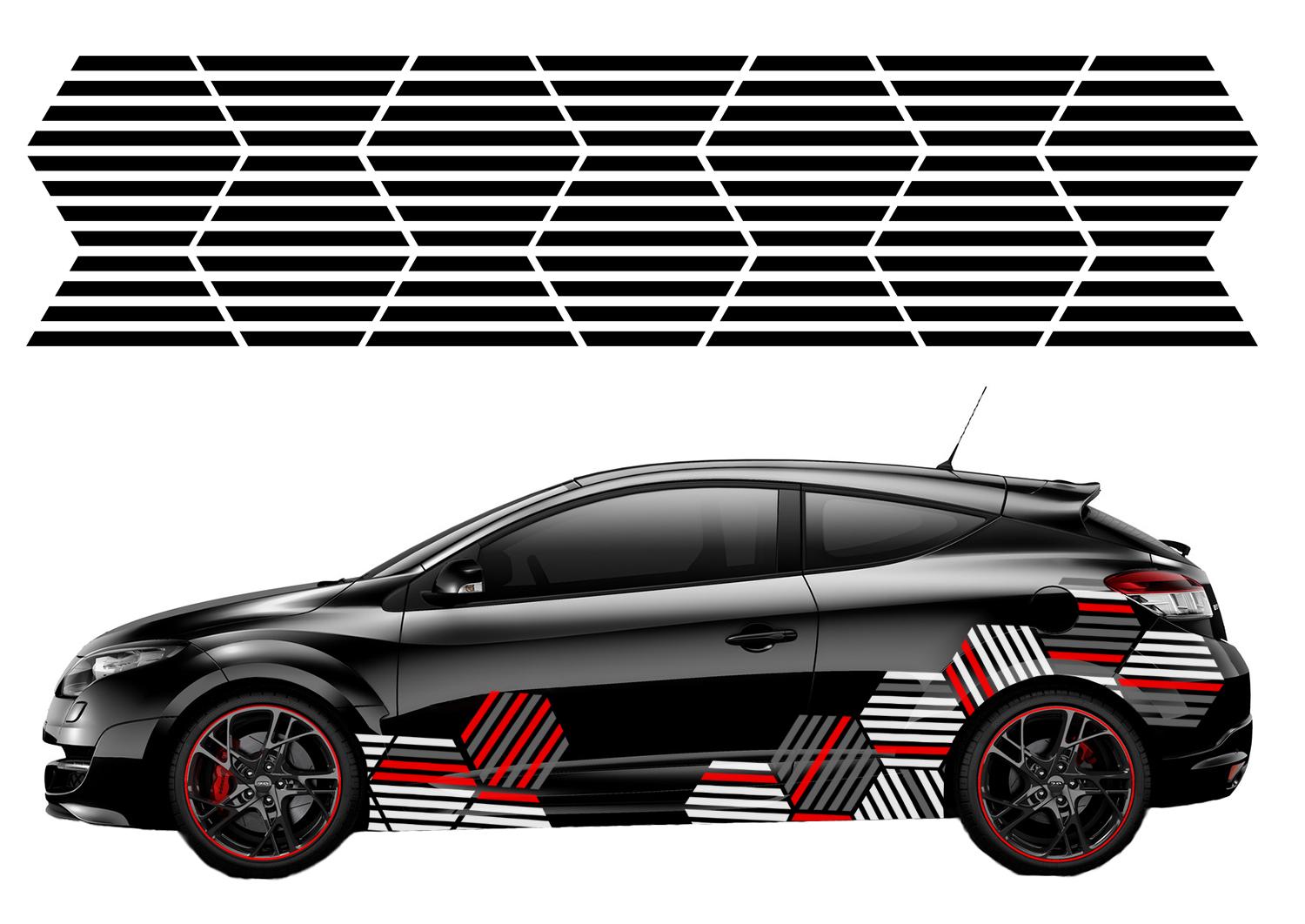 Наклейка тема для авто HEXAGEN полосы 180X44CM 2X