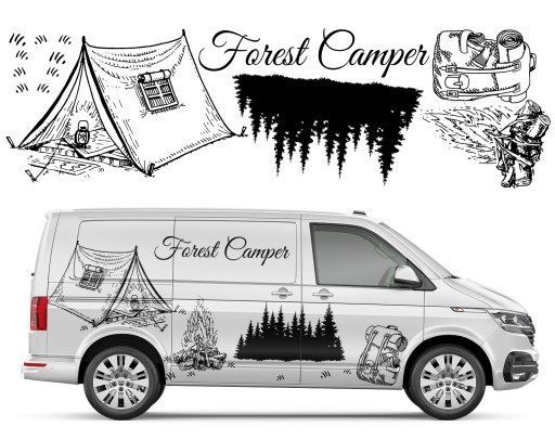 НАКЛЕЙКА МАШИНА КЕМПЕР ЛІСОВА НАМЕТКА 94X317см