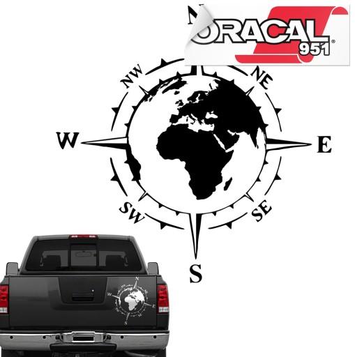 Наклейка карта мира Роза ветров компас 94x94 951