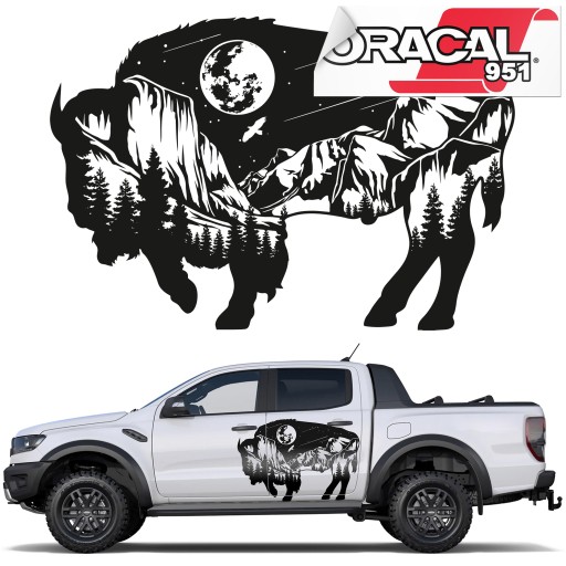 Наклейка на бічну сторону автомобіля Camper Бізон ліс 94x63cm