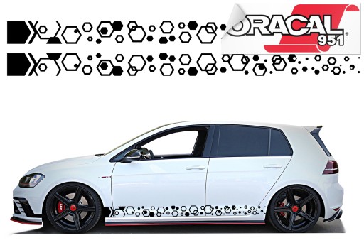 Наклейка на боковую полосу автомобиля шестиугольник 220X14CM