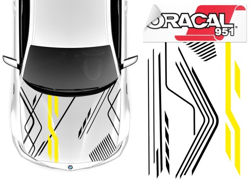 НАКЛЕЙКА НА КАПОТ СМУГИ ЛІНІЇ МОТИВ 96x183см 951