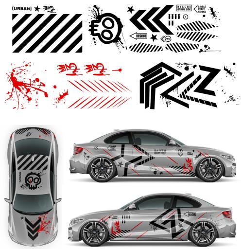 Авто стикер большой мотив пятна череп городской