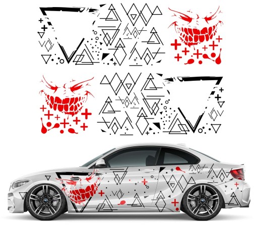 НАКЛЕЙКИ Автомобильная графика ТЕМА ТРЕУГОЛЬНИКИ Кресты Лицо УЛЫБКА 92х547