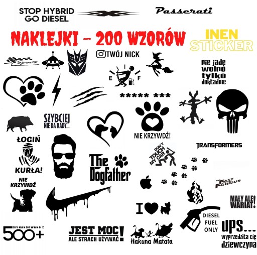 НАКЛЕЙКИ НА ВІКНА АВТО 100 БУДЬ-ЯКИХ ШТУК