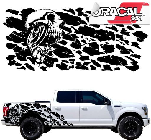 НАКЛЕЙКИ БОКОВЫЕ АВТОМОБИЛЬНЫЕ ЧЕРЕП OFF ROAD 200x88