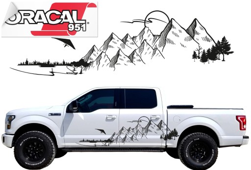 Наклейки на сторону автомобіля ліс гори озеро 44x151