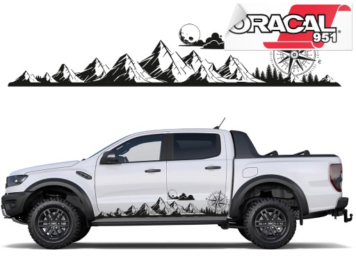 Автомобільні бічні наклейки гірський хребет 38x200cm