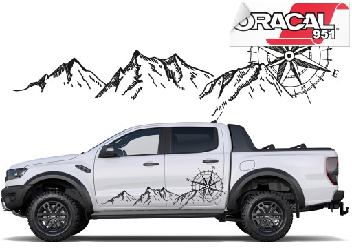 Автомобільні бічні наклейки гірський хребет 60x174cm