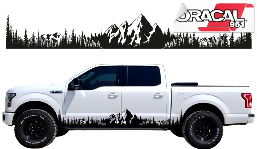 Наклейки на сторону автомобіля тема ліс гори 180X25CM