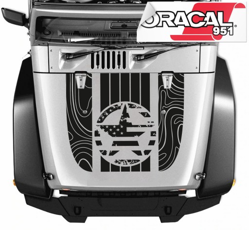 НАКЛЕЙКИ НА КАПОТ JEEP OFFROAD ФЛАГ США 90x108см