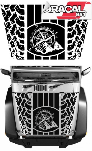 Наклейки на капот JEEP OFF ROAD тема 166x100cm
