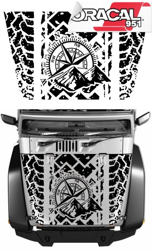 Наклейки на капот JEEP OFF ROAD тема 166x95cm