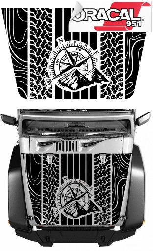 НАКЛЕЙКИ НА КАПОТ JEEP OFF ROAD MOTIVE 166X95см