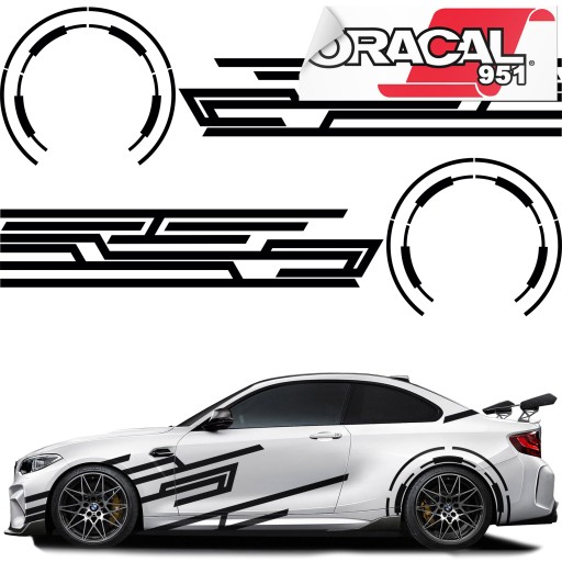 Автомобільні наклейки смуги лінії геометрія 45x560cm