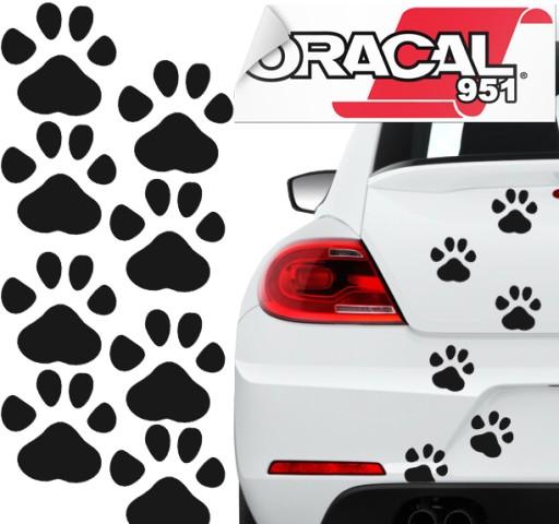 Наклейки для автомобиля следы собаки 16шт 10x10cm 951