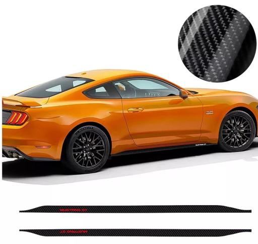 НАКЛЕЙКИ ПОРОГИ ПОЛОСЫ ДЛЯ FORD MUSTANG GT CARBON 5D 15+