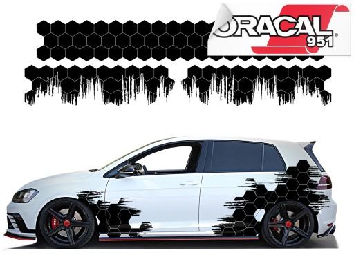 Авто наклейки тема HEXAGEN рвані 44X610CM