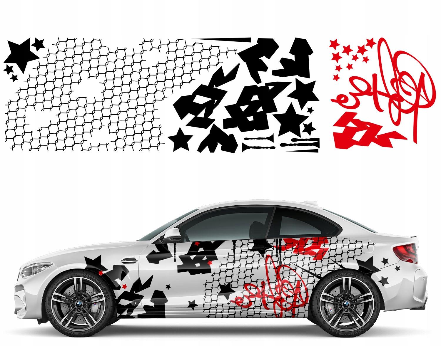 Наклейки для авто тема сетка граффити 92X6. 9m