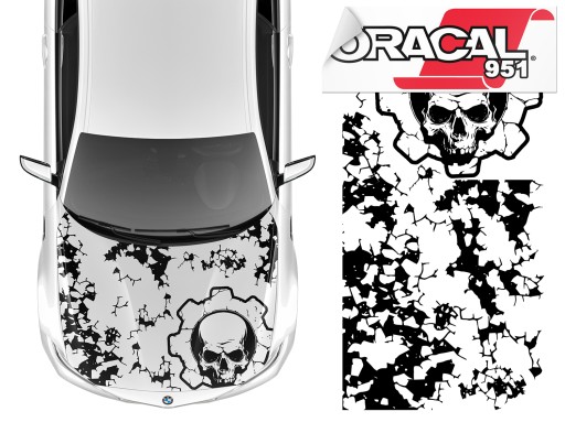 НАКЛЕЙКИ НА КАПОТ ЧЕРЕП ТРІЩИНИ МОТИВ 92х184см