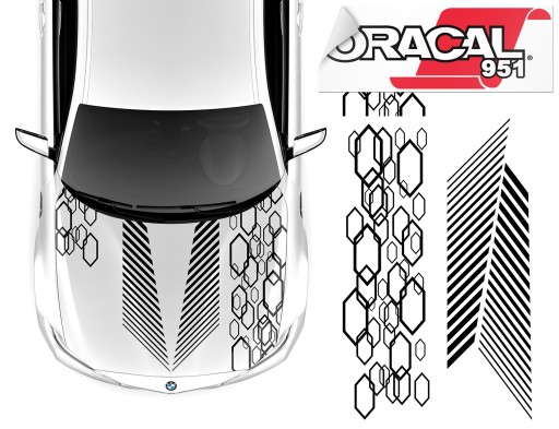 НАКЛЕЙКИ НА МАСКУ ШЕСТИГЕНОВИЙ МОТИВ ШЕСТИГАННІ СМУГИ 43х355см