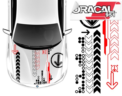 НАКЛЕЙКИ НА КАПОТ СТРІЛА КОЛО МОТИВ 74x156см 951