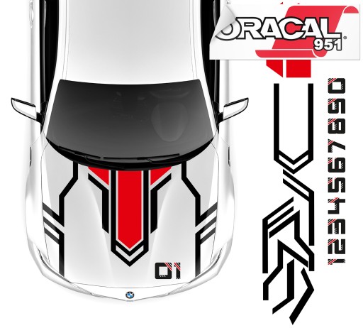 НАКЛЕЙКИ НА КАПОТ МОТИВНІ СМУЖКИ ЦИФРИ 43х312см 951