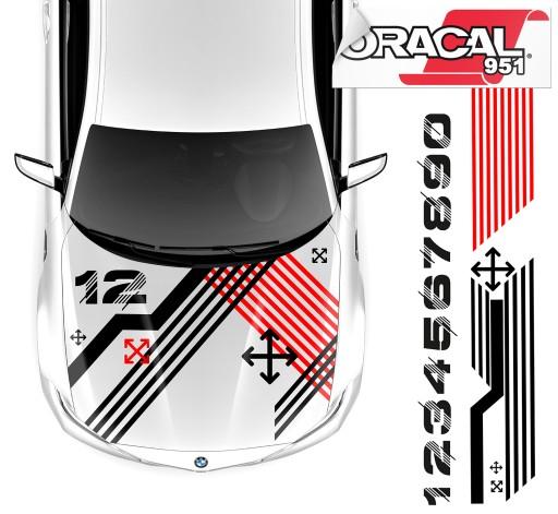 Наклейки на маску мотив смуги цифри смуги 47X360CM