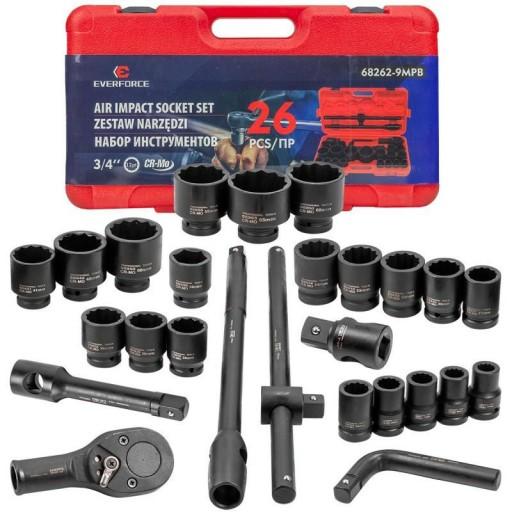 НАБІР ГАЙКОВИХ КЛЮЧІВ УДАРНИХ ГОЛОВОК 3/4 1 ДЮЙМ 17-65