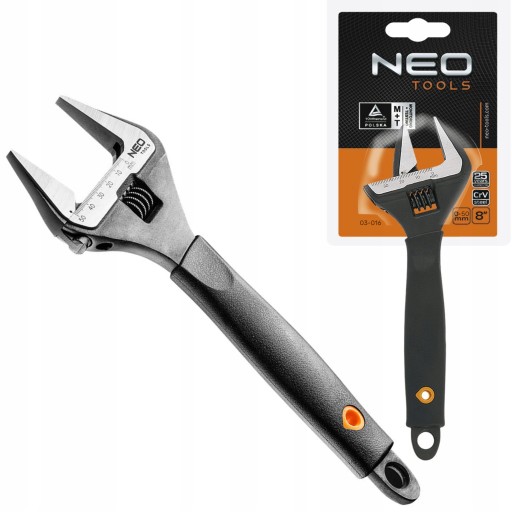РАЗВОДНОЙ КЛЮЧ NEO 250 ММ, ДИАПАЗОН РЕГУЛИРОВКИ ШИРОКИХ КУЛАЧКОВ 0–50 ММ 03-016