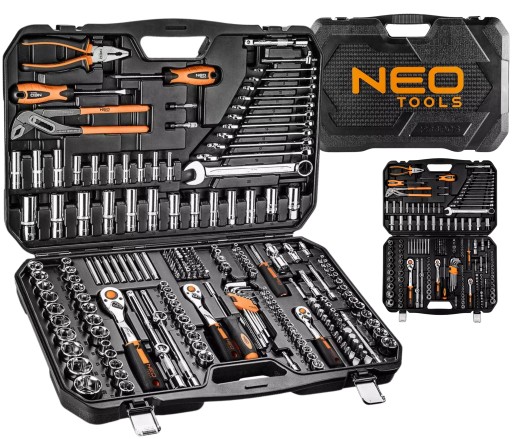 Торцевые ключи NEO, 233 предмета — большой кейс для набора инструментов 1/2 1/4 3/8