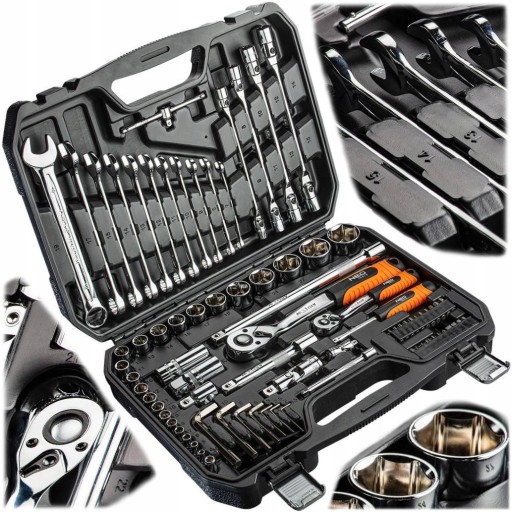 NEO NEO TOOLS Набір торцевих ключів 77 елементів Корпус Сталь 1/4 1/2