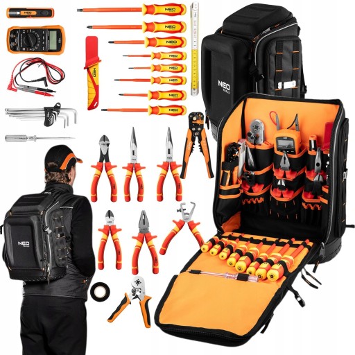 NEO РЮКЗАК ЕЛЕКТРИЧНИЙ 31 ЕЛЕМЕНТ ПЛАЩУГИ МУЛЬТИМЕТР WKR ЗНЯТТЯ ІЗОЛЯЦІЇ