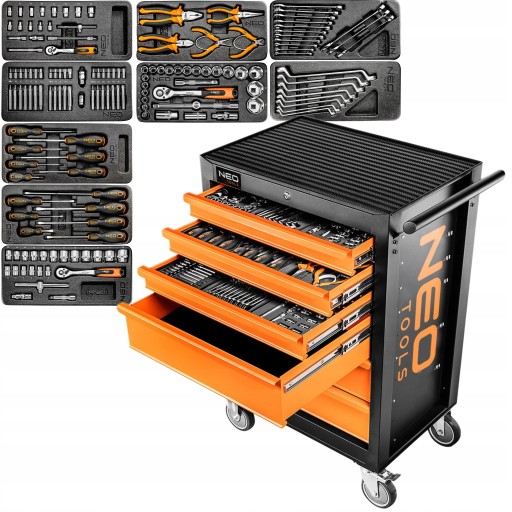 NEO WORKSHOP TOOL SERVICE CABINET ВІЗОК 6 ЯЩИКІВ + 149 ІНСТРУМЕНТІВ